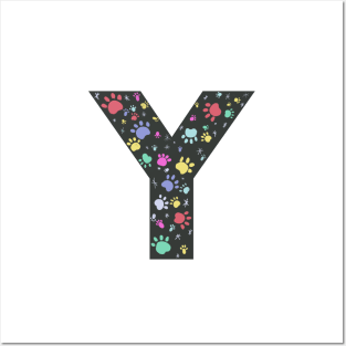 Y letter with colorful paw print Posters and Art